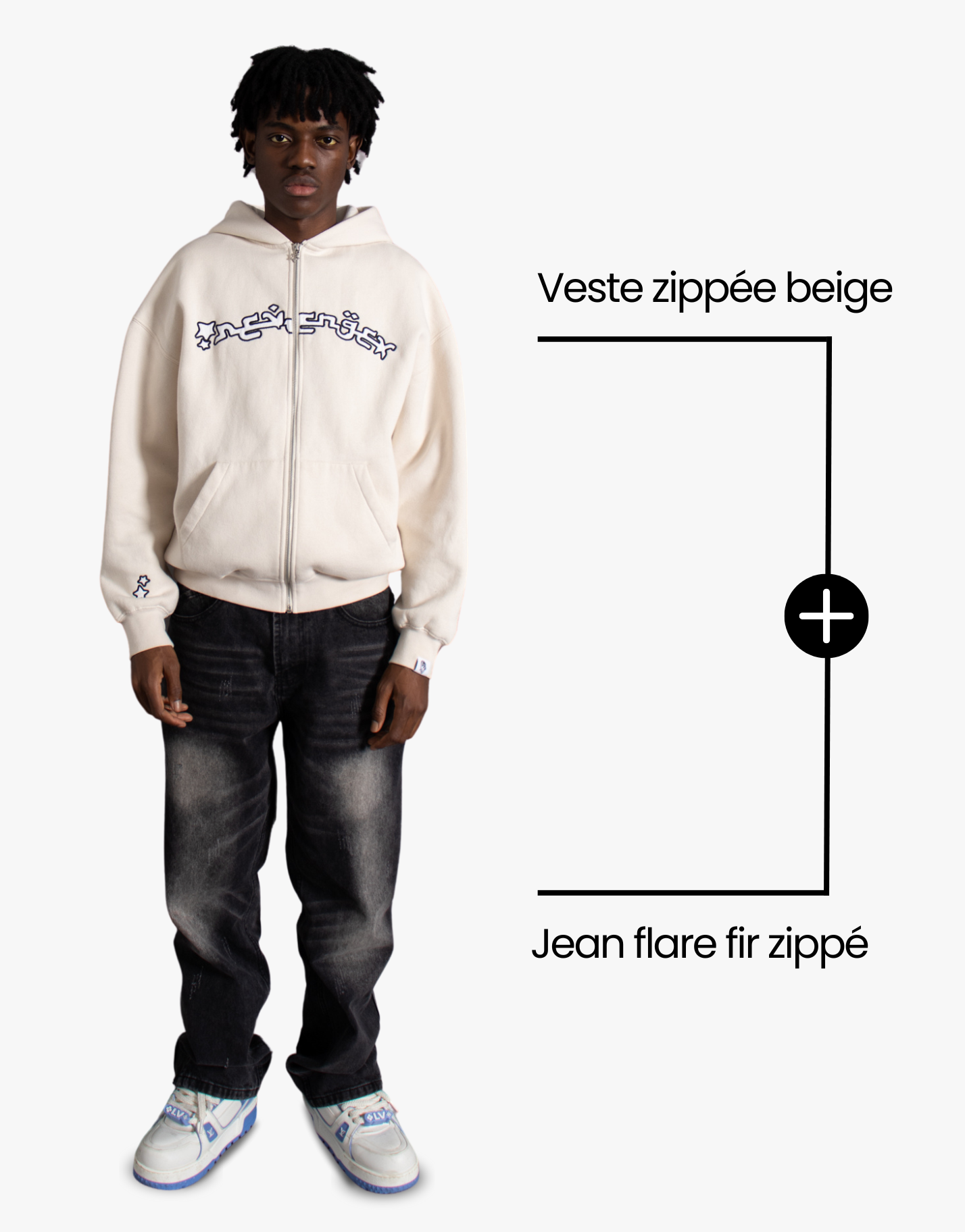 [PACK] VESTE ZIPPÉE BEIGE + JEAN FLARE FIT ZIPPÉ