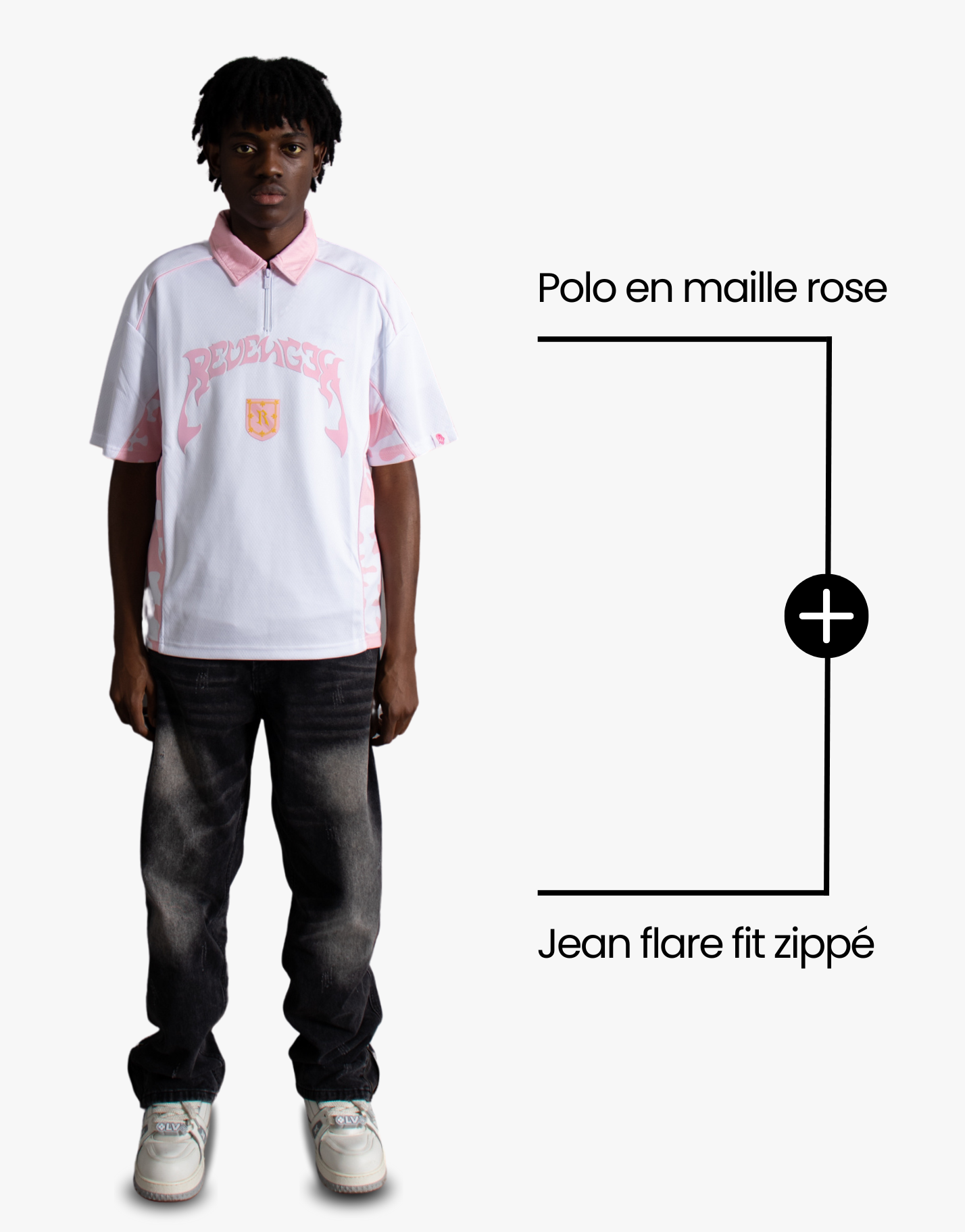 [PACK] POLO EN MAILLE ROSE + JEAN FLARE FIT ZIPPÉ