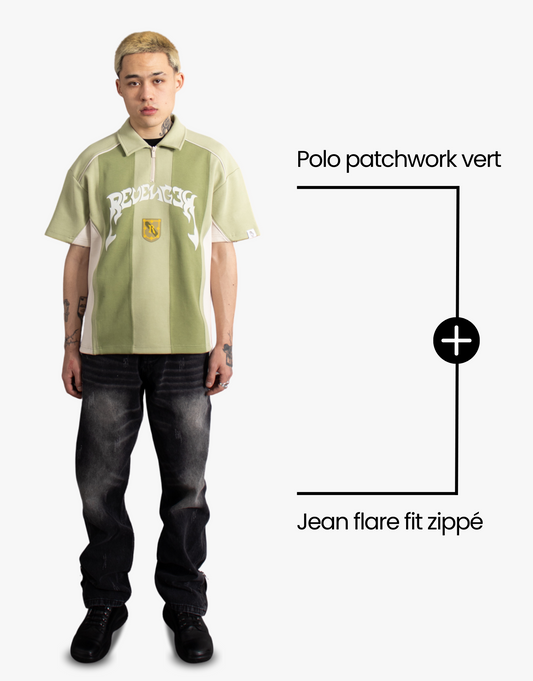 [PACK] POLO PATCHWORK VERT + JEAN FLARE FIT ZIPPÉ