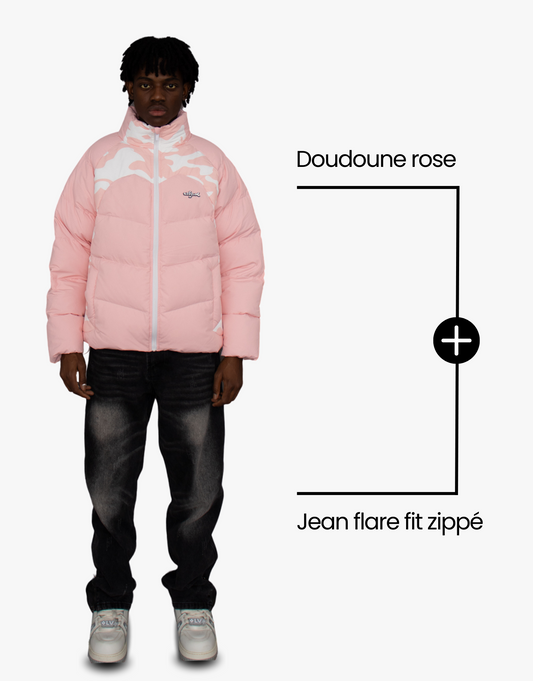 [PACK] DOUDOUNE ROSE + JEAN FLARE FIT ZIPPÉ