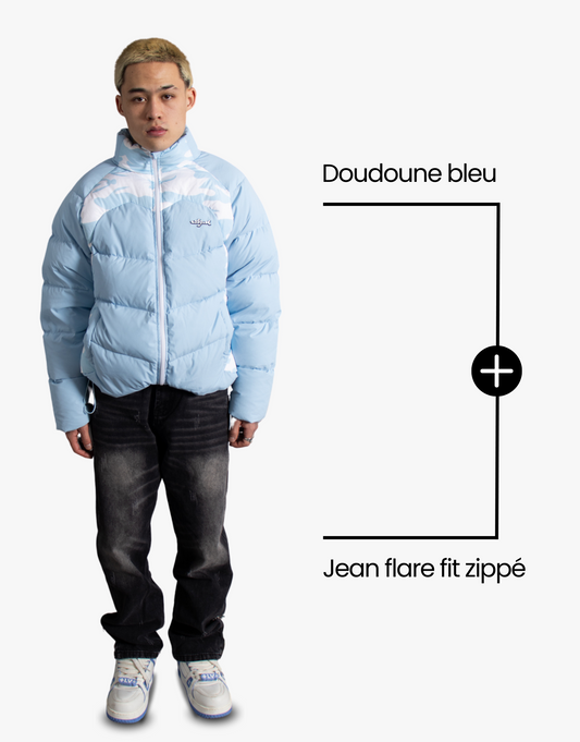 [PACK] DOUDOUNE BLEUE + JEAN FLARE FIT ZIPPÉ